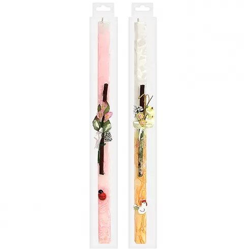 Λαμπάδα τετράγωνη κανέλα 40cm Bunny's 93149 τυχαίο-σχέδιο-χρώμα-επιλογή