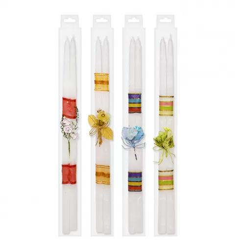 Λαμπάδες με άνθη σετ 2 τεμάχια 40cm Bunny's 931076 τυχαίο-χρώμα-σχέδιο-επιλογή