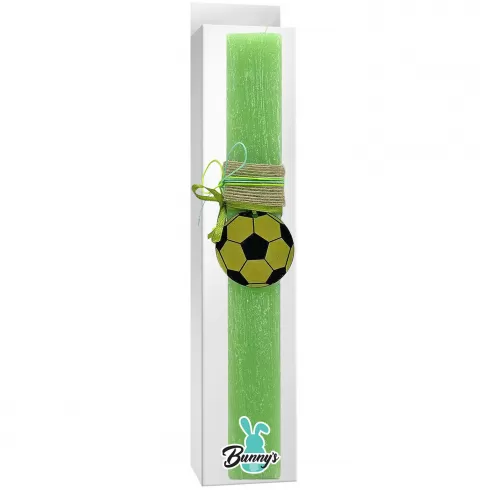 Λαμπάδα με διακοσμητική μπάλα ποδοσφαίρου πράσινη 29x4x2cm Bunny's 932216- 1 τεμάχιο