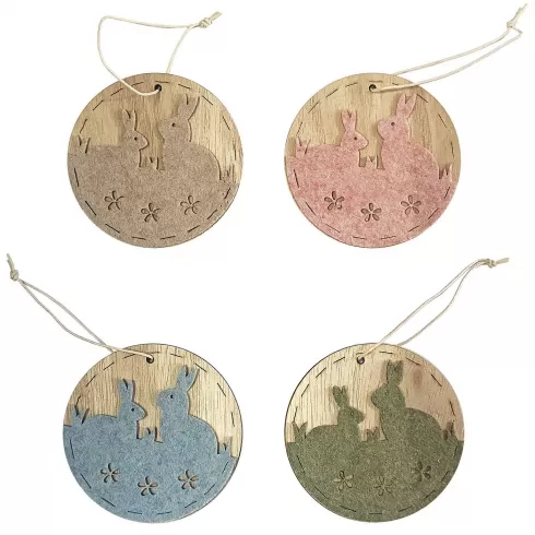 Στολίδι κρεμαστό στρογγυλό παράσταση λαγών φ8cm 1 τεμάχιο Bunny's 932058 τυχαίο χρώμα σχέδιο επιλογή