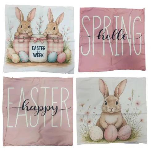 Σετ 4τεμ μαξιλαροθήκες με φερμουάρ 45x45cm με Πασχαλινά φόντα #2