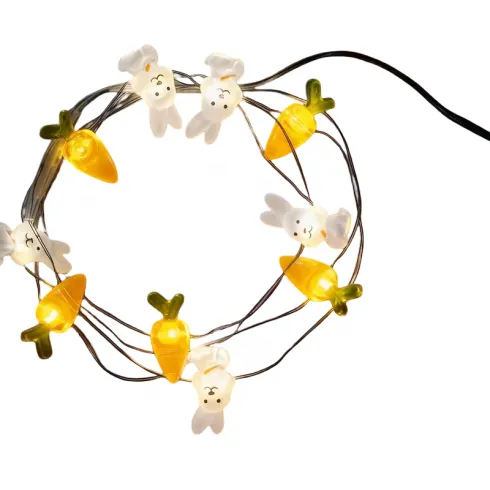 10 λαμπάκια led μπαταρίας θερμό φως 1m με κουνελάκια και καρότα