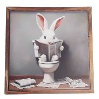 Ξύλινη πινακίδα καδράκι 20x20cm με λαγουδάκι