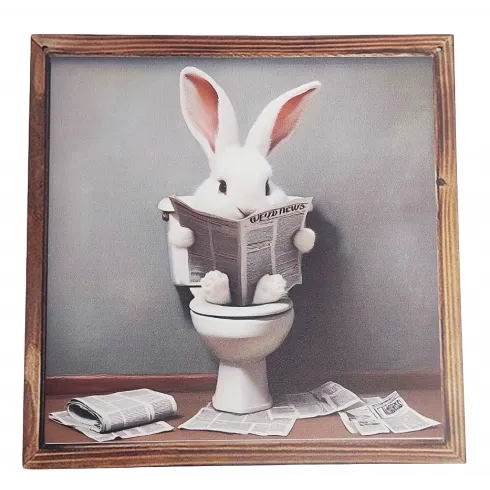 Ξύλινη πινακίδα καδράκι 20x20cm με λαγουδάκι