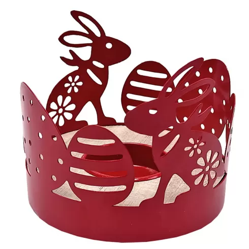 Κηροπήγιο Πασχαλινό με ξύλινη βάση Φ10x9cm Bunny's 932168