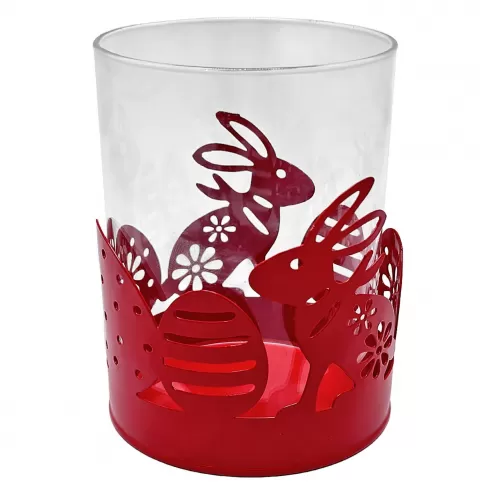 Κηροπήγιο Πασχαλινο με μεταλλικά σχέδια Φ8x12cm Homie 322088