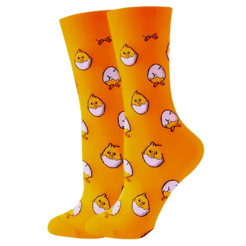 1 ζευγάρι κάλτσες πορτοκαλί με κοτοπουλάκια Νο 36-41