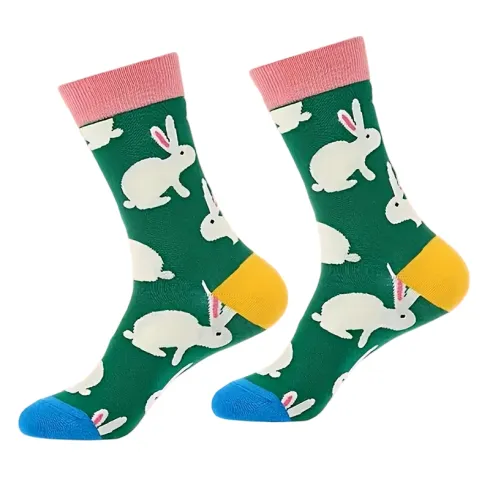 1 ζευγάρι κάλτσες πράσινες με κουνελάκια Νο 36-39