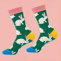 1 ζευγάρι κάλτσες πράσινες με κουνελάκια Νο 36-39 #2