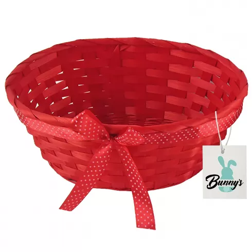 Καλάθι μπαμπού με πουά κορδέλα 25x18x10cm Bunny's 932178 - Κόκκινο