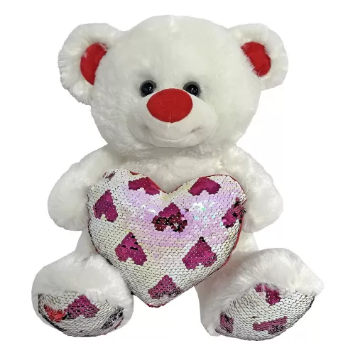 Λούτρινο αρκουδάκι λευκό Αγίου Βαλεντίνου 35 εκ. ToyMarkt 99454