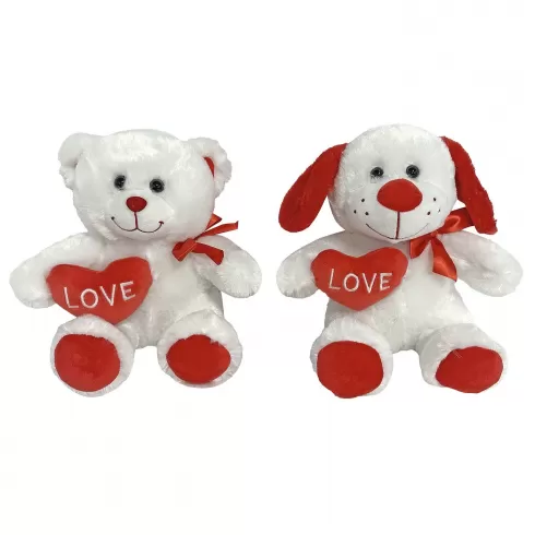 ToyMarkt Λούτρινο αρκουδάκι με φιόγκο και κόκκινη καρδιά Αγίου Βαλεντίνου 30 εκ. (Διάφορα Σχέδια) 1τμχ