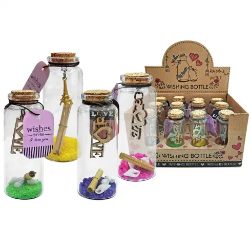 Μπουκαλάκι ευχών γυάλινο με φελλό 1 τεμάχιο 8x2.5cm Homie 423025 τυχαία επιλογή