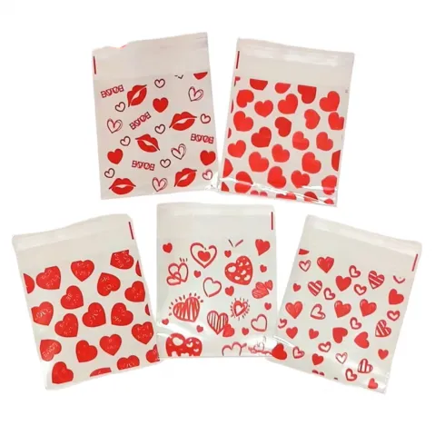 Σετ 50τεμ σακουλάκια δώρων με καρδιές 10x13cm Άγιος Βαλεντίνος (089)