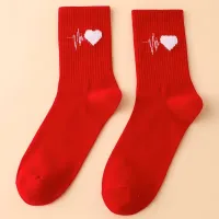 1 ζευγάρι κάλτσες κόκκινες με λευκή καρδούλα Άγιος Βαλεντίνος Νο 36-39 #1