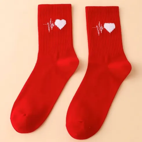 1 ζευγάρι κάλτσες κόκκινες με λευκή καρδούλα Άγιος Βαλεντίνος Νο 36-39 #1