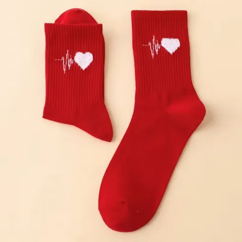 1 ζευγάρι κάλτσες κόκκινες με λευκή καρδούλα Άγιος Βαλεντίνος Νο 36-39 #3