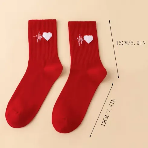 1 ζευγάρι κάλτσες κόκκινες με λευκή καρδούλα Άγιος Βαλεντίνος Νο 36-39 #5