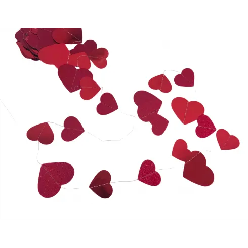 Διακοσμητική γιρλάντα με κόκκινες καρδιές 4 μέτρα Άγιος Βαλεντίνος