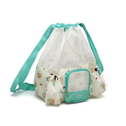 Kiokids Παιδική τσάντα παραλίας με δίχτυ 40x29x16cm μπεζ σαλιγκάρια 10L. 4284