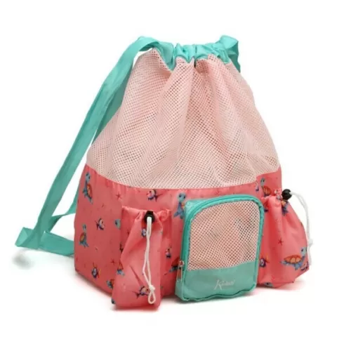 Kiokids Παιδική τσάντα παραλίας με δίχτυ 40x29x16cm ροζ χελώνες 10L. 3800