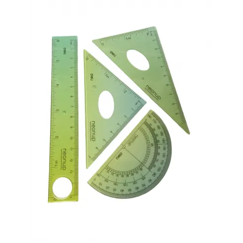 Σετ γεωμετρίας 4 τεμαχίων από πλαστικό DELI EH652 - πράσινο