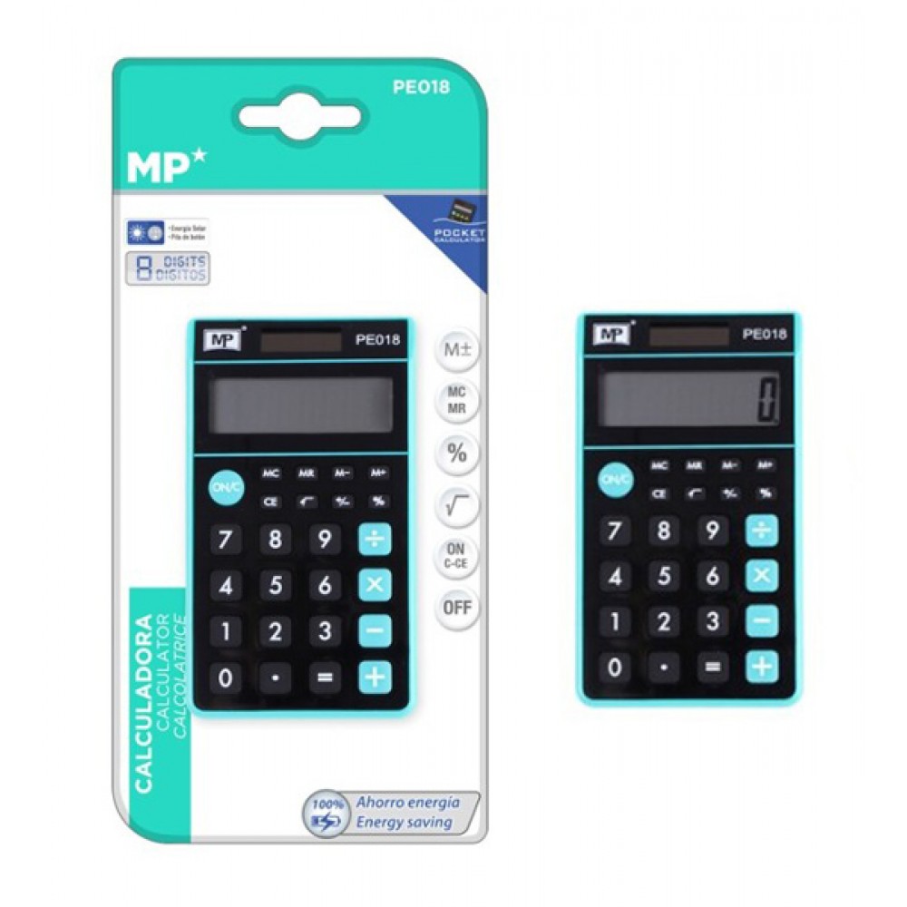 MP αριθμομηχανή τσέπης PE018-GN ηλιακό & μπαταρίες 8 ψηφία, πράσινη