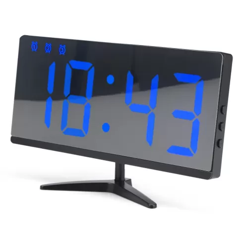 επιτραπέζιο ρολόι DS-6615 BLUEBERRY BLUE LED Mirror Digital Alarm Clock Multifunction Snooze Display Time with Bracket 