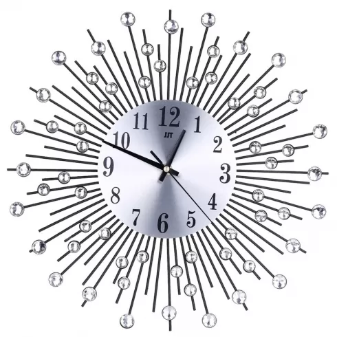 Ρολόι Τοίχου μεταλλικό με κρύσταλλα ασημί 37εκ