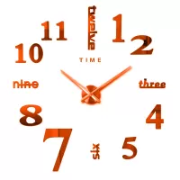 OEM T4215R Αυτοκόλλητο Ρολόι Τοίχου MIRROR DIY Creative Fashion Watch Silent Wall Stickers Acrylic,Metal Κόκκινο Μεγάλο