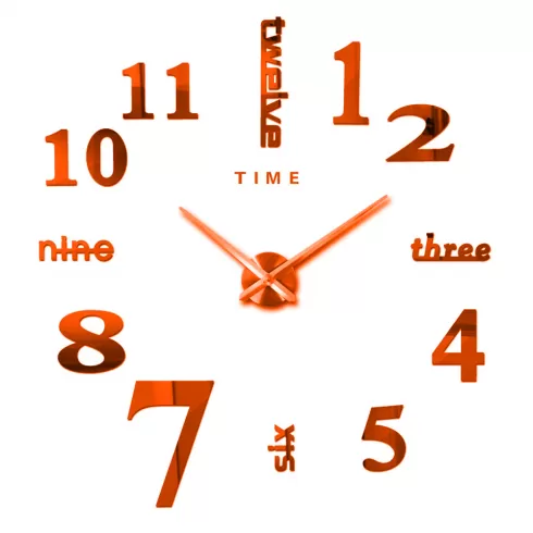 OEM T4215R Αυτοκόλλητο Ρολόι Τοίχου MIRROR DIY Creative Fashion Watch Silent Wall Stickers Acrylic,Metal Κόκκινο Μεγάλο