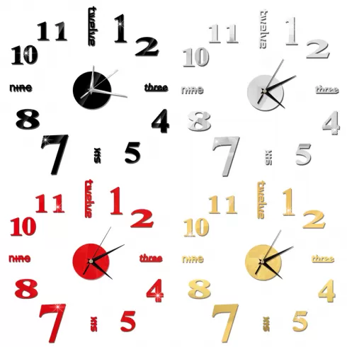 OEM T4215R Αυτοκόλλητο Ρολόι Τοίχου MIRROR DIY Creative Fashion Watch Silent Wall Stickers Acrylic,Metal Κόκκινο Μεγάλο #3