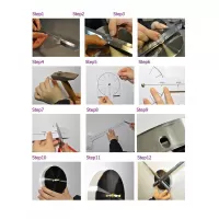OEM T4203B Αυτοκόλλητο Ρολόι Τοίχου 3D DIY Mirror - Μαύρο Μεγάλο - #9