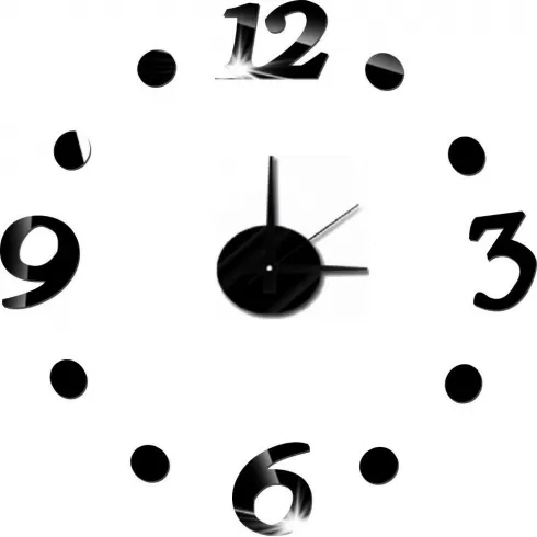  Αυτοκόλλητο Ρολόι Τοίχου Ακρυλικό μικρό με νούμερα και τελείες ZYDC454 Μαύρο