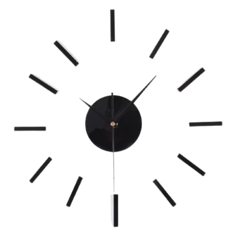  Αυτοκόλλητο Ρολόι Τοίχου Ακρυλικό μικρό με παύλες ZYDC469 Μαύρο