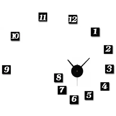  Αυτοκόλλητο Ρολόι Τοίχου Ακρυλικό μικρό με τετραγωνάκια και τρύπες στου αριθμούς ZYDC489 μαύρο