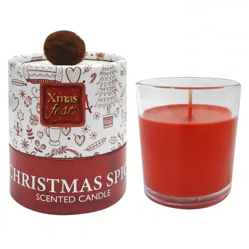 Xmasfest Κερί αρωματικό Christmas spice σε βάζο και κουτί Xmas 30h 130gr 11.5x8cm 1133340