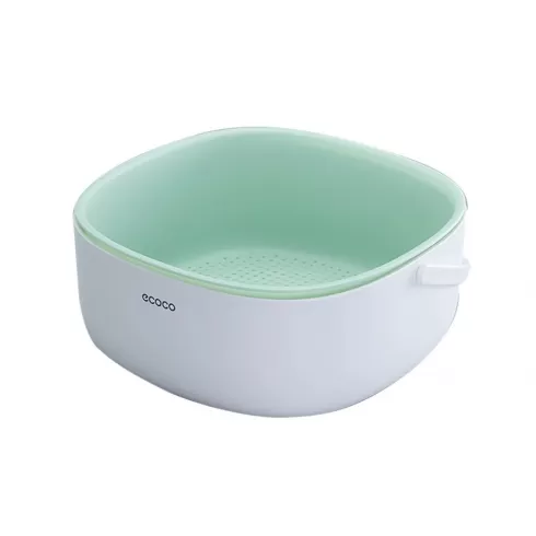 ECOCO δοχείο αποστράγγισης λαχανικών E2025, 21x21x10.5cm, λευκό-πράσινο