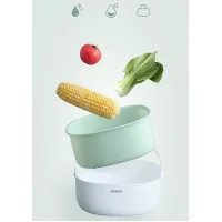 ECOCO δοχείο αποστράγγισης λαχανικών E2025, 21x21x10.5cm, λευκό-πράσινο #3