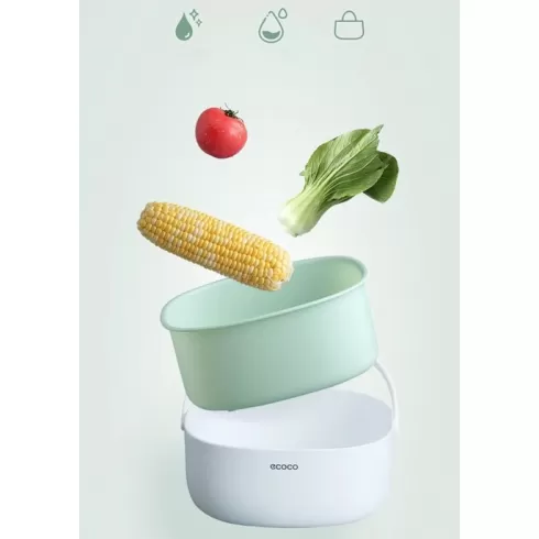 ECOCO δοχείο αποστράγγισης λαχανικών E2025, 21x21x10.5cm, λευκό-πράσινο #3