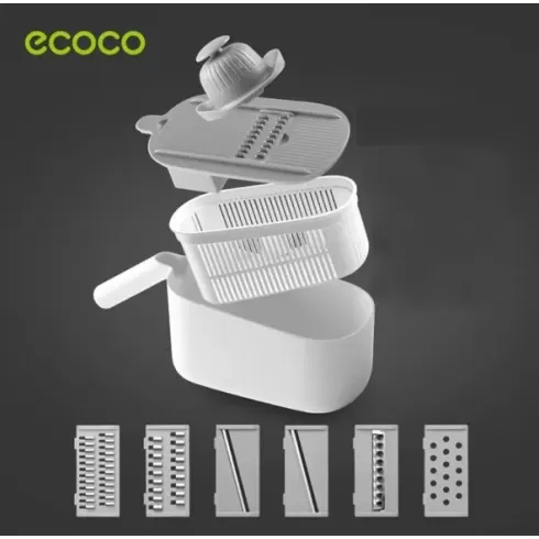 ECOCO πολυκόφτης λαχανικών E1909, 6 εξαρτήματα κοπής, λευκός-γκρι #2