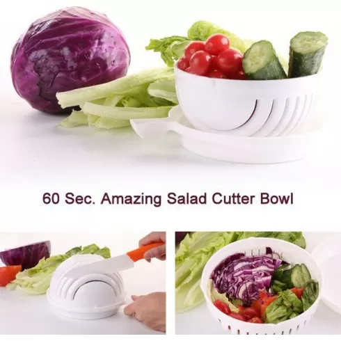 ​OEM Μπόλ Εύκολης Κοπής Λαχανικών και Φρούτων - Salad Cutter Bowl - ΛΕΥΚΟ #4