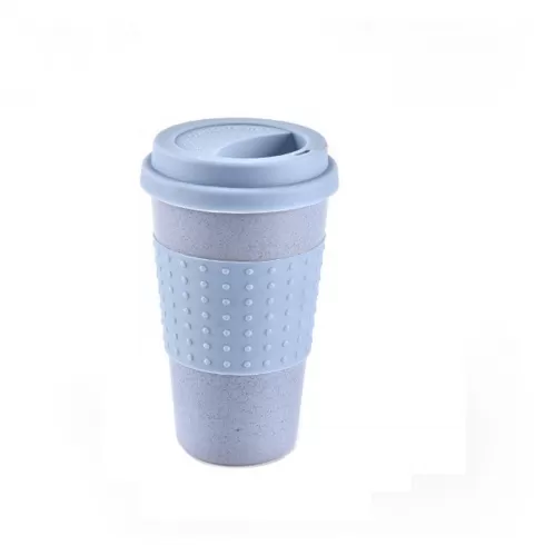Κούπα Καφέ Οικολογική από Bamboo με Μπλε πιάσιμο και καπάκι