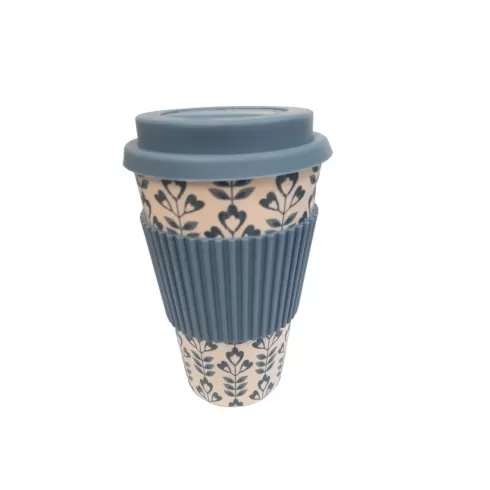 Κούπα Καφέ Οικολογική από Bamboo μπλε φύλλα 