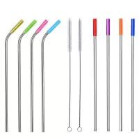 Μεταλλικά Καλαμάκια & Βουρτσάκια Καθαρισμού και extra προσθήκες σιλικόνης Σετ  18τμχ