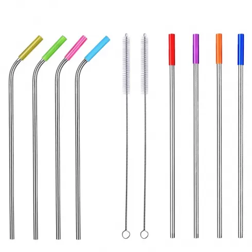 Μεταλλικά Καλαμάκια & Βουρτσάκια Καθαρισμού και extra προσθήκες σιλικόνης Σετ  18τμχ