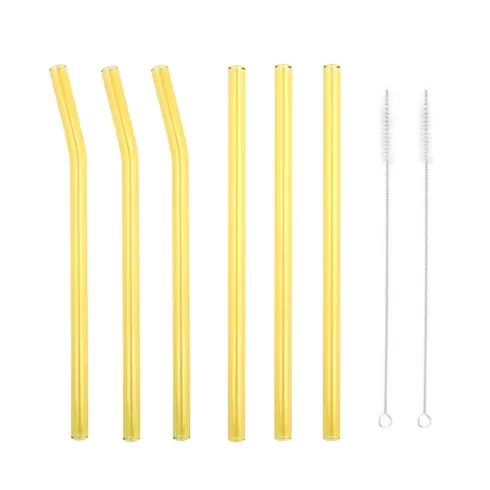 Γυάλινα Καλαμάκια & Βουρτσάκι Καθαρισμού Σετ 6τμχ MUSTARD