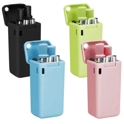 Πτυσσόμενο Μεταλλικό Καλαμάκι & Βουρτσάκια Καθαρισμού φορητό σε κουτί μπρελόκ ροζ #2