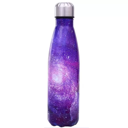 OEM Μπουκάλι νερού 500ml μεταλλικό με μόνωση κενού αέρα για ζεστά και κρύα ροφήματα purple space