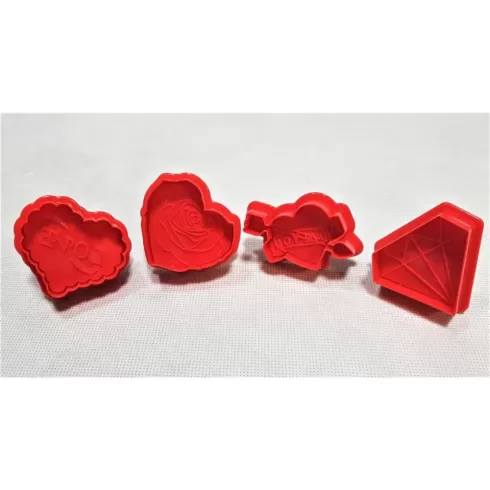 Πλαστικά κουπατ σφραγίδα για την ημέρα του Αγίου Βαλεντίνου σετ 4 τεμαχίων 5,5-6εκ EBB00237